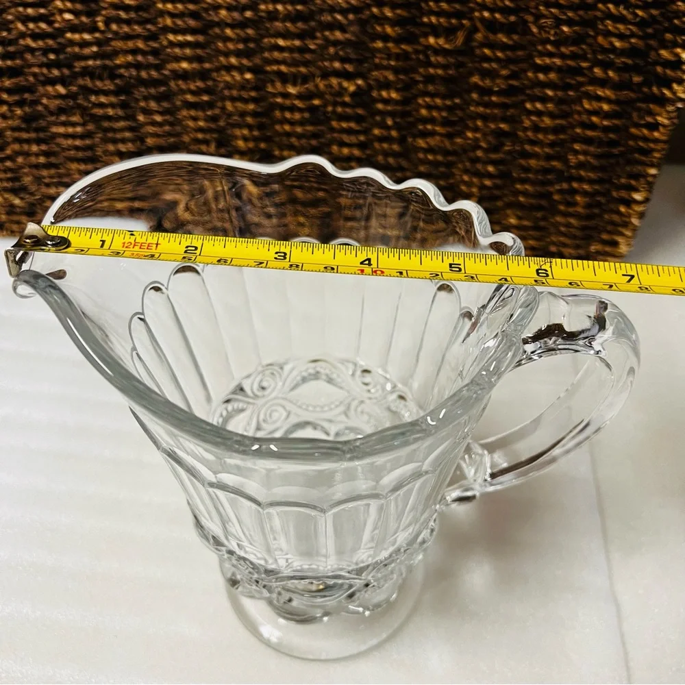 Vintage Mosser Glass Eyewinker Pattern Clear Glass 24 Oz Pitcher EAPG